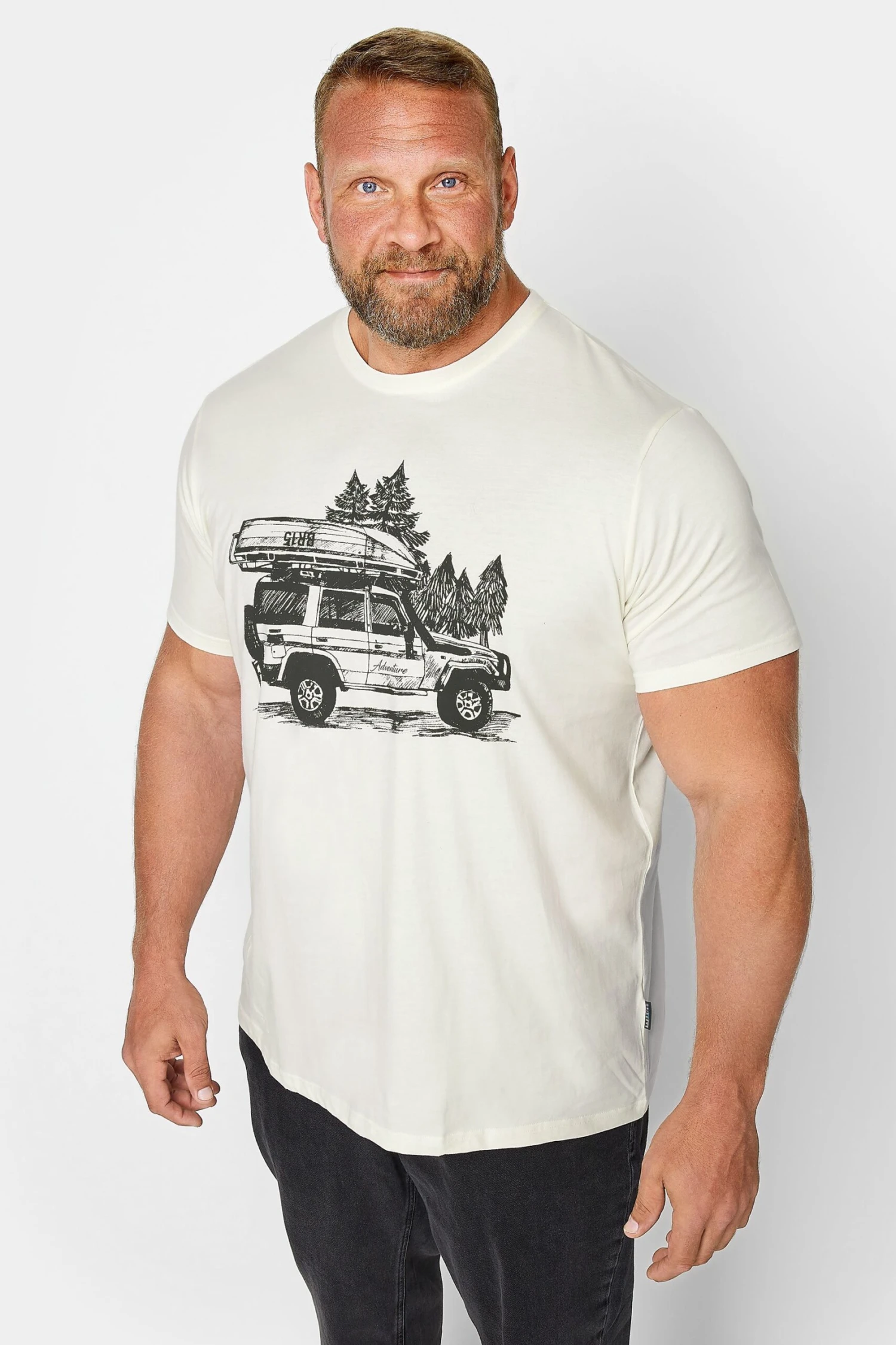 BadRhino Big & Tall White Adventure Jeep Print T-Shirt 1 BadRhino Big & Tall White Adventure Jeep Print T-Shirt