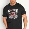 ESPIONAGE Big & Tall Black 'Custom' Motorbike Print T-Shirt