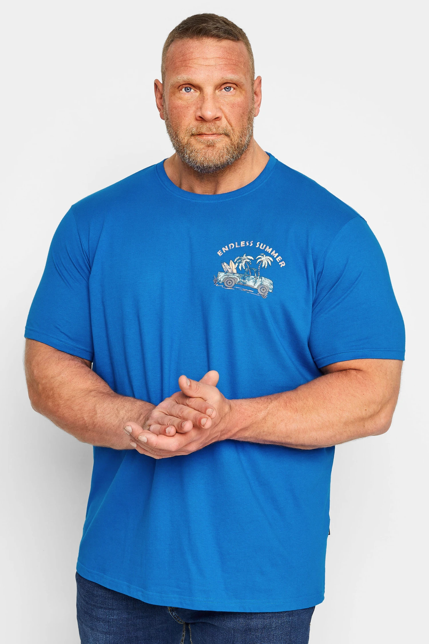 BadRhino Big & Tall Cobalt Blue 'Endless Summer' Slogan T-Shirt 1 BadRhino Big & Tall Cobalt Blue 'Endless Summer' Slogan T-Shirt