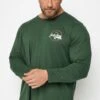 JACK & JONES Big & Tall Green Long Sleeve Logo T-Shirt