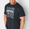 D555 Big & Tall Navy Blue Florida Floral Print T-Shirt