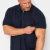JACK & JONES PREMIUM Big & Tall Navy Blue Zip Polo Shirt