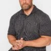 KAM Big & Tall Charcoal Grey Polka Dot Polo Shirt