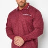 KAM Big & Tall Burgundy Red Dobby Print Long Sleeve Polo Shirt