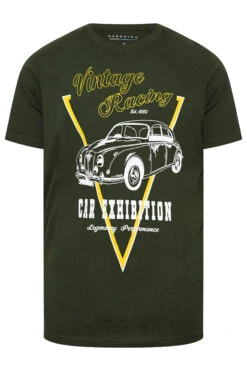 BadRhino Big & Tall Dark Green 'Vintage Racing' Car Print T-Shirt 5 BadRhino Big & Tall Dark Green 'Vintage Racing' Car Print T-Shirt -Urban Fitwear Sales 16e736ba d04d 47 207958 X