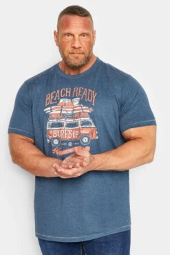 D555 Big & Tall Dark Blue Official Volkswagen 'Surfs Up' Slogan T-Shirt