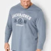 JACK & JONES Big & Tall Light Blue Printed Long Sleeve T-Shirt