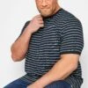 D555 Big & Tall Navy Blue & Grey Stripe T-Shirt