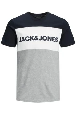JACK & JONES Big & Tall Navy Blue & Grey Colour Block Logo T-Shirt -Urban Fitwear Sales 1c57f9f8 a9ce 48 206420 F