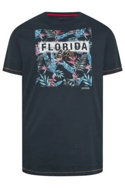 D555 Big & Tall Navy Blue Florida Floral Print T-Shirt 5 D555 Big & Tall Navy Blue Florida Floral Print T-Shirt -Urban Fitwear Sales 1d3ba123 4304 42 207639 X