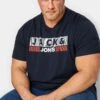 JACK & JONES Big & Tall Navy Blue Logo Print Short Sleeve T-Shirt