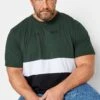 JACK & JONES Big & Tall Green Colour Block Logo T-Shirt