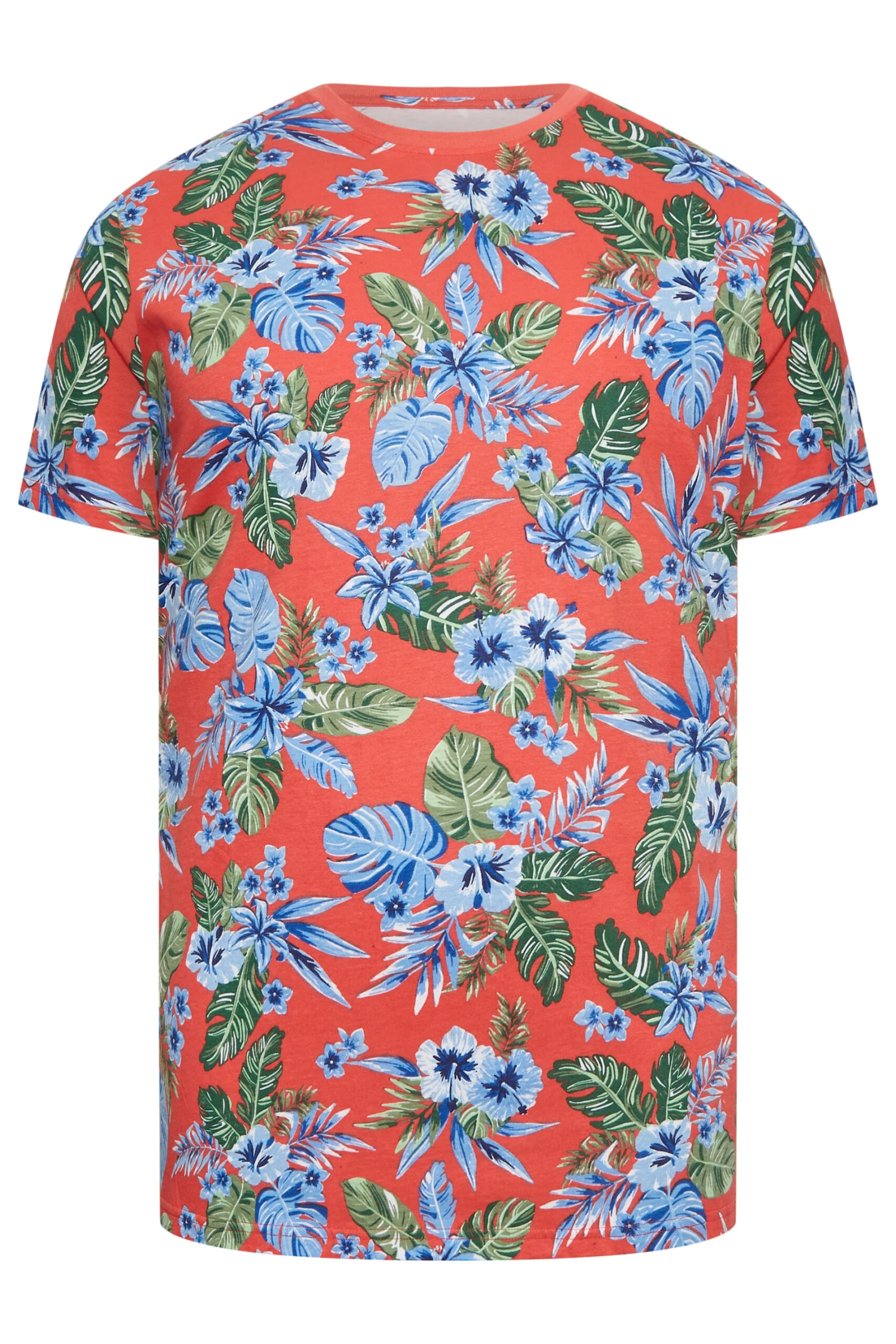 BadRhino Big & Tall Red Tropical Print T-Shirt 3 BadRhino Big & Tall Red Tropical Print T-Shirt - Image 3