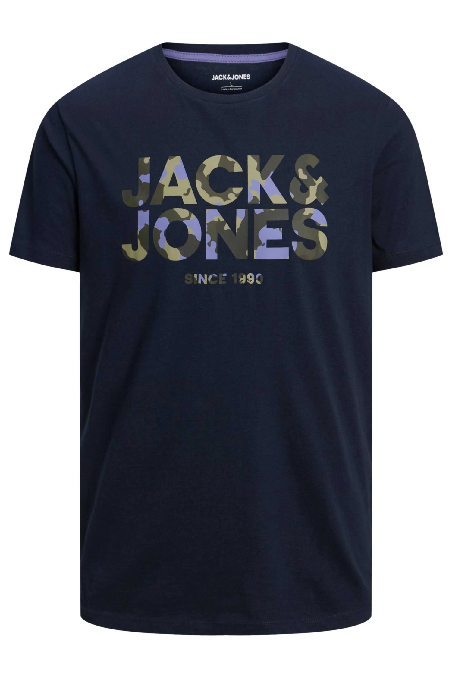 JACK & JONES Big & Tall Navy Blue Camo Logo Crew Neck T-Shirt 2 JACK & JONES Big & Tall Navy Blue Camo Logo Crew Neck T-Shirt - Image 2