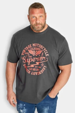 ESPIONAGE Big & Tall Grey Superior Printed T-Shirt