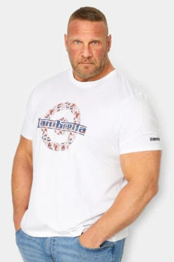 LAMBRETTA Big & Tall White 'Lambretta' Slogan T-Shirt