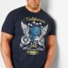 BadRhino Big & Tall Navy Blue California Skull Print T-Shirt