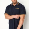 BadRhino Big & Tall Navy Blue Dobby Collar Polo Shirt