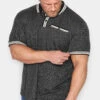 KAM Big & Tall Charcoal Grey Stripe Short Sleeve Polo Shirt