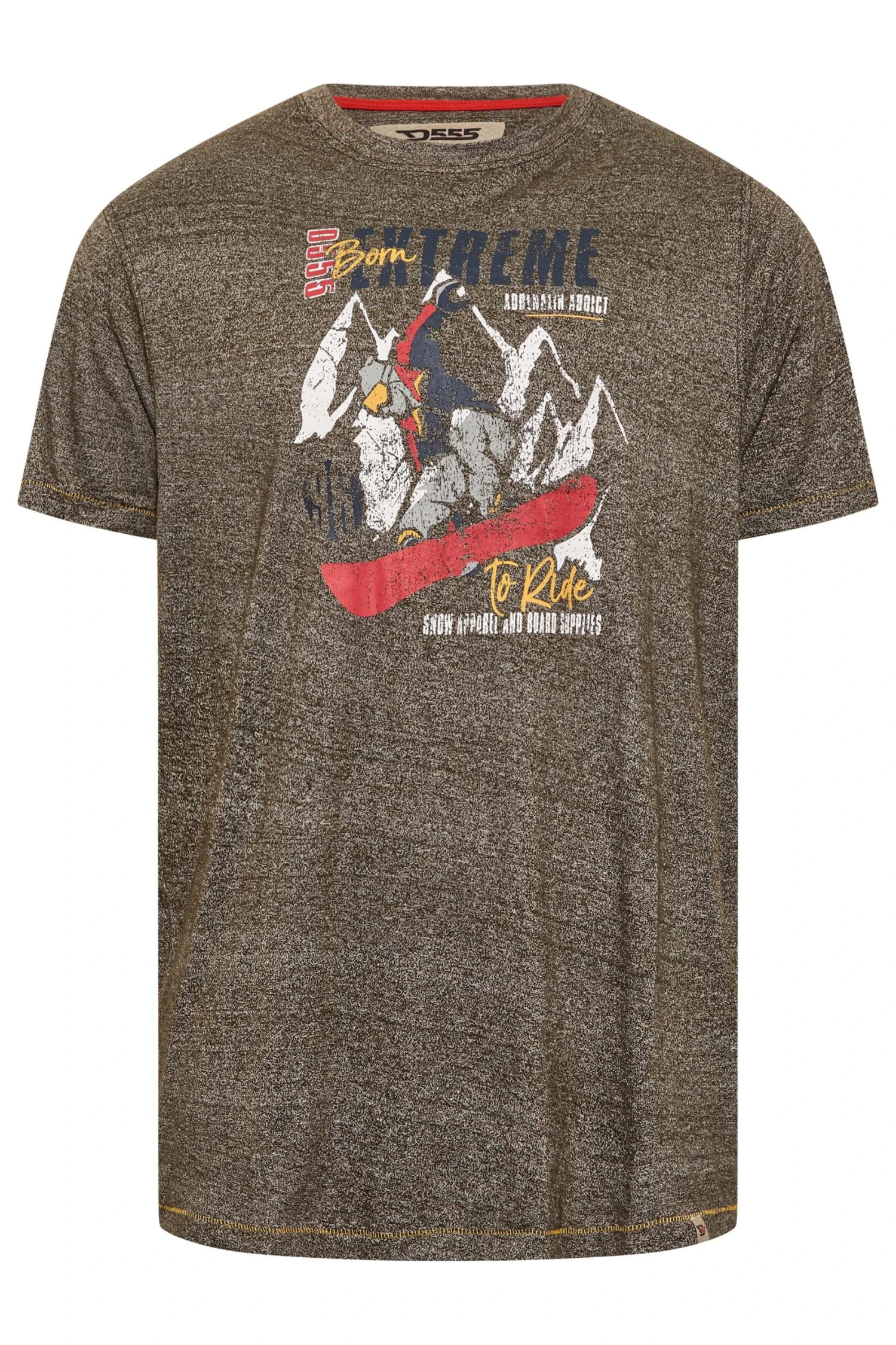 D555 Big & Tall Grey Extreme Ski Print T-Shirt 3 D555 Big & Tall Grey Extreme Ski Print T-Shirt - Image 3
