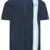 BEN SHERMAN Big & Tall Navy Blue Stripe Mod Polo Shirt