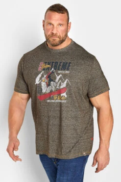 D555 Big & Tall Grey Extreme Ski Print T-Shirt
