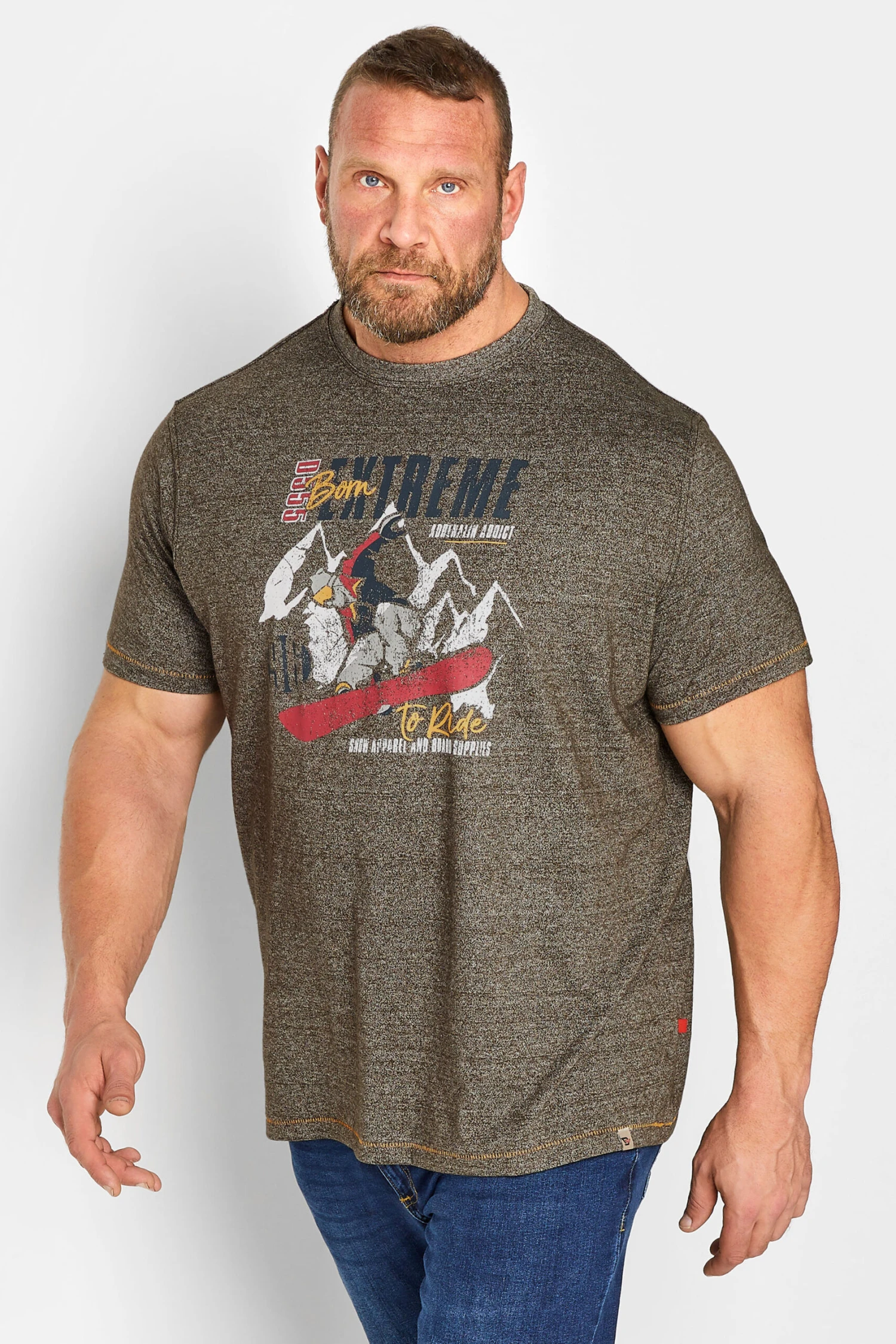 D555 Big & Tall Grey Extreme Ski Print T-Shirt 1 D555 Big & Tall Grey Extreme Ski Print T-Shirt