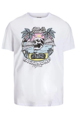JACK & JONES Big & Tall White Skull Beach Print T-Shirt -Urban Fitwear Sales 2e43eeed 7a01 46 207843 Z