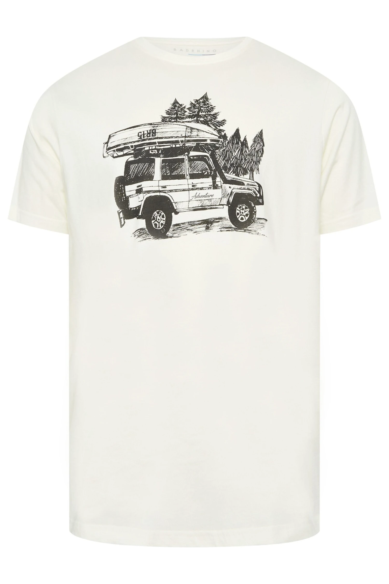BadRhino Big & Tall White Adventure Jeep Print T-Shirt 3 BadRhino Big & Tall White Adventure Jeep Print T-Shirt - Image 3