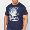 BadRhino Big & Tall Navy Blue Eagle Print 'Race' Slogan T-Shirt