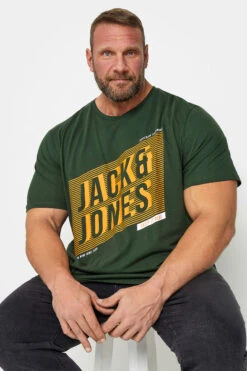 JACK & JONES Big & Tall Green Logo Printed T-Shirt