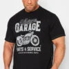 KAM Big & Tall Black Vintage Garage Motorcycle T-Shirt