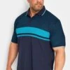 KAM Big & Tall Navy Blue Dobby Polo Shirt