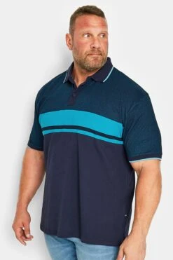 KAM Big & Tall Navy Blue Dobby Polo Shirt