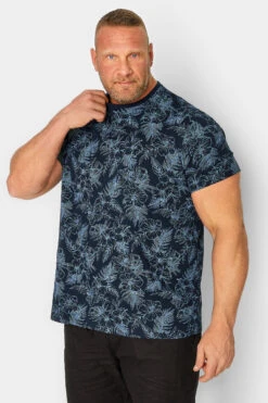 BadRhino Big & Tall Navy Blue Hawaiian Print T-Shirt