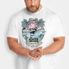 JACK & JONES Big & Tall White Skull Beach Print T-Shirt