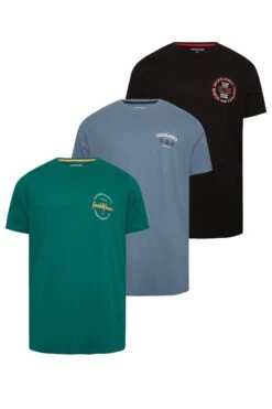 JACK & JONES Big & Tall Green & Black 3 Pack T-Shirts 5 JACK & JONES Big & Tall Green & Black 3 Pack T-Shirts -Urban Fitwear Sales 37128f7a 7743 4e 207434 XS