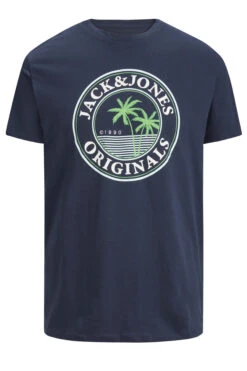 JACK & JONES Big & Tall Navy Blue Palm Tree Logo Print T-Shirt -Urban Fitwear Sales 3882daa0 c9b3 40 207840 X