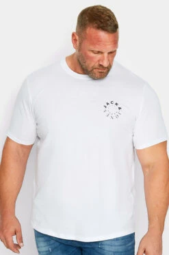 JACK & JONES Big & Tall White Crew Neck Logo T-Shirt