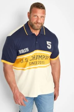 BadRhino Big & Tall Navy Blue & Yellow BR15 Champions Polo Shirt