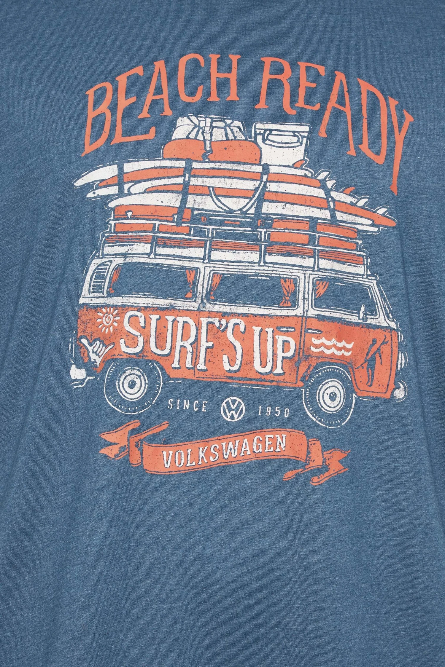 D555 Big & Tall Dark Blue Official Volkswagen 'Surfs Up' Slogan T-Shirt 2 D555 Big & Tall Dark Blue Official Volkswagen 'Surfs Up' Slogan T-Shirt - Image 2