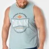 BLEND Big & Tall Light Blue Logo Print Vest