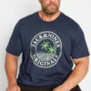 JACK & JONES Big & Tall Navy Blue Palm Tree Logo Print T-Shirt