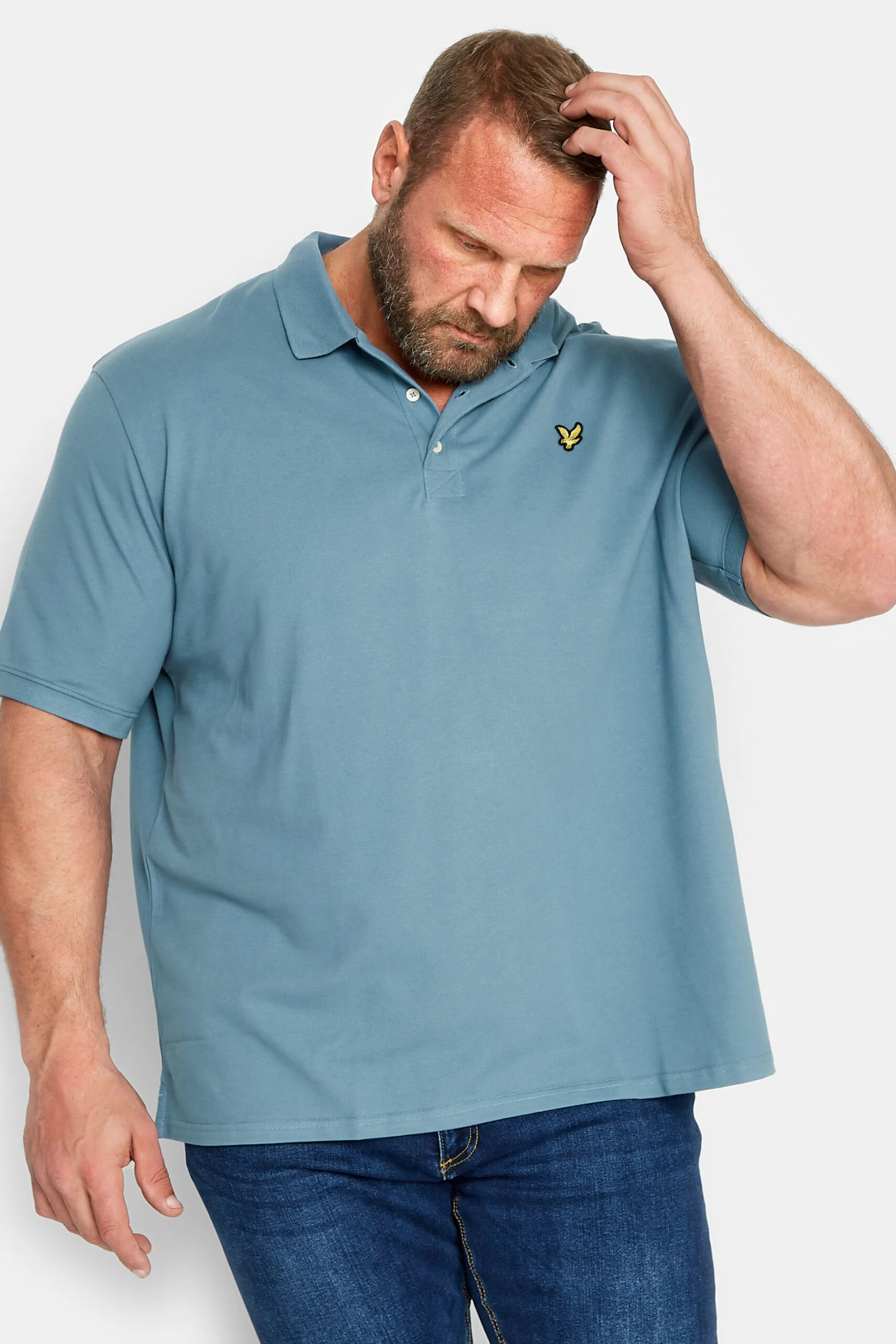LYLE & SCOTT Big & Tall Mid Blue Core Polo Shirt 1 LYLE & SCOTT Big & Tall Mid Blue Core Polo Shirt