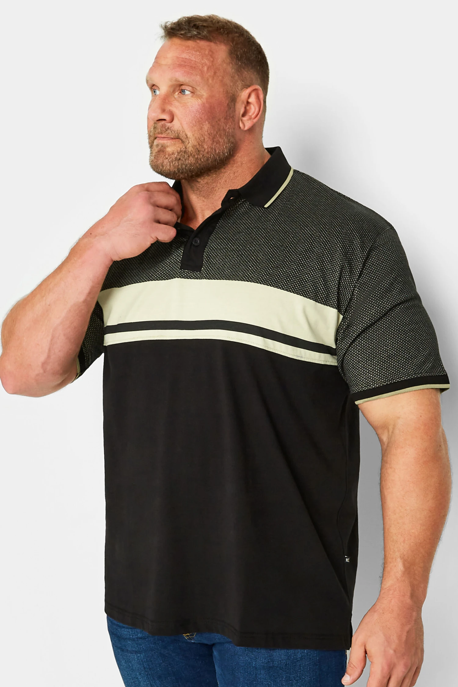 KAM Big & Tall Black Dobby Polo Shirt 1 KAM Big & Tall Black Dobby Polo Shirt