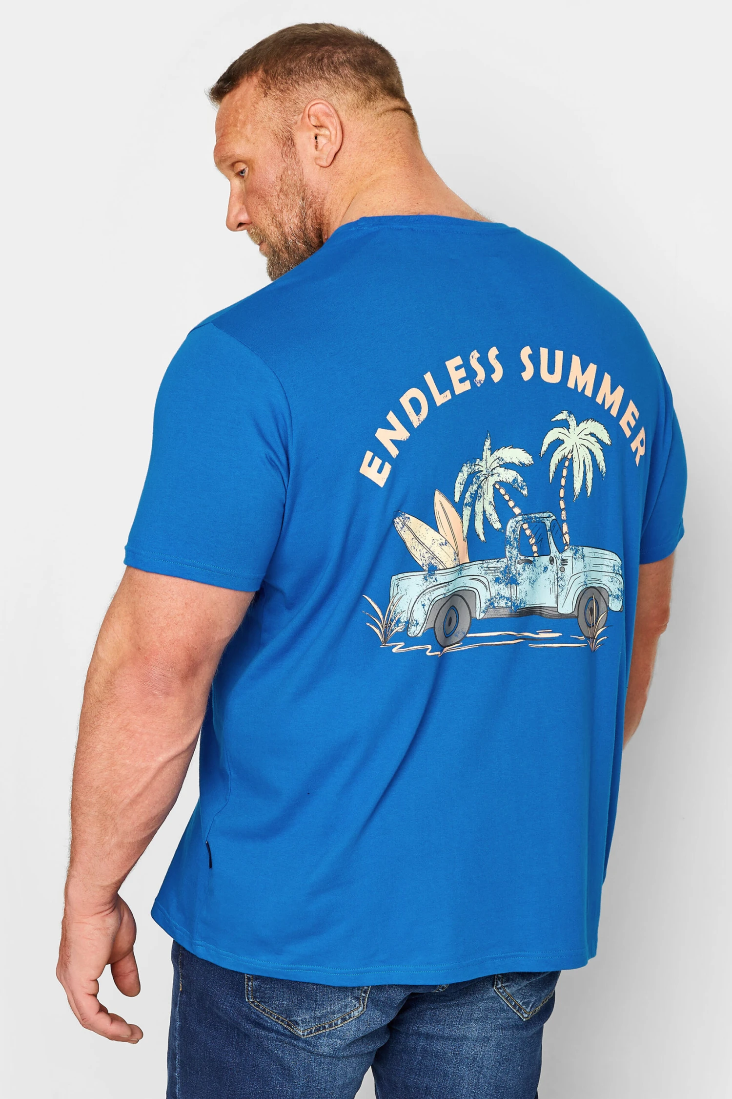 BadRhino Big & Tall Cobalt Blue 'Endless Summer' Slogan T-Shirt 2 BadRhino Big & Tall Cobalt Blue 'Endless Summer' Slogan T-Shirt - Image 2