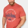 JACK & JONES Big & Tall Red Logo Crew T-Shirt
