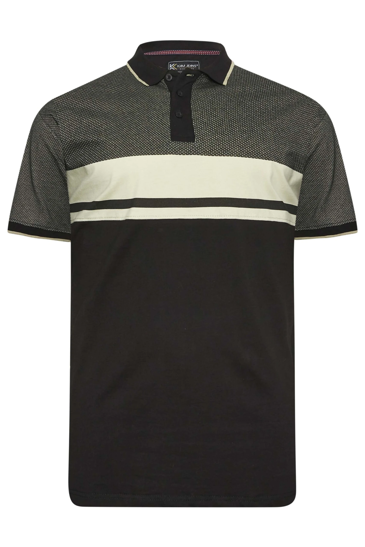 KAM Big & Tall Black Dobby Polo Shirt 3 KAM Big & Tall Black Dobby Polo Shirt - Image 3