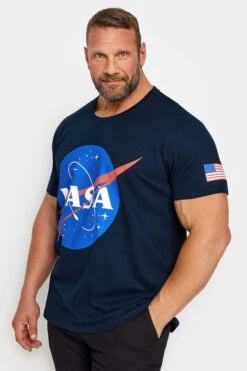 BadRhino Big & Tall Navy Blue Nasa Short Sleeve T-Shirt