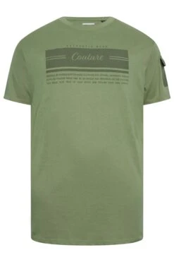 D555 Big & Tall Khaki Green 'Couture' Sleeve Pocket T-Shirt -Urban Fitwear Sales 43864efa f553 4c 207579 X